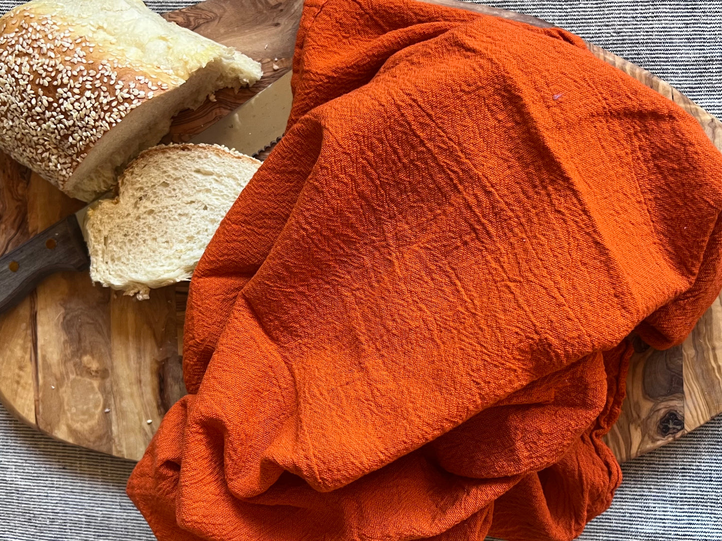 Pumpkin Hand-Dyed Cotton Flour Sack Towel - 28x28 - Handmade