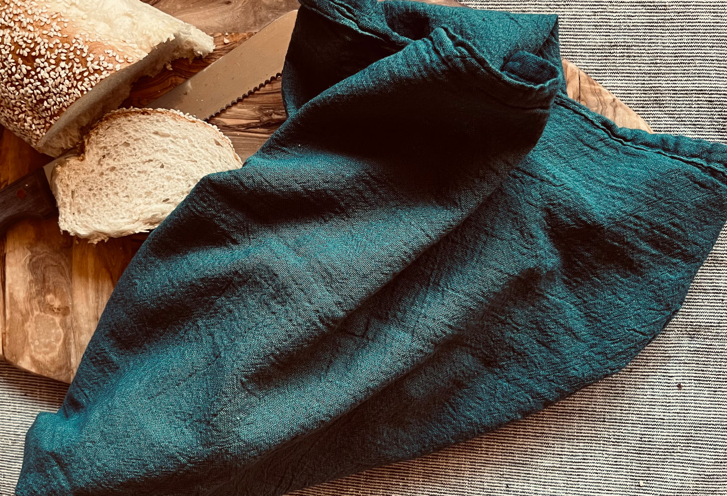 Marine Hand-Dyed Cotton Flour Sack Towel - 28x28 - Handmade