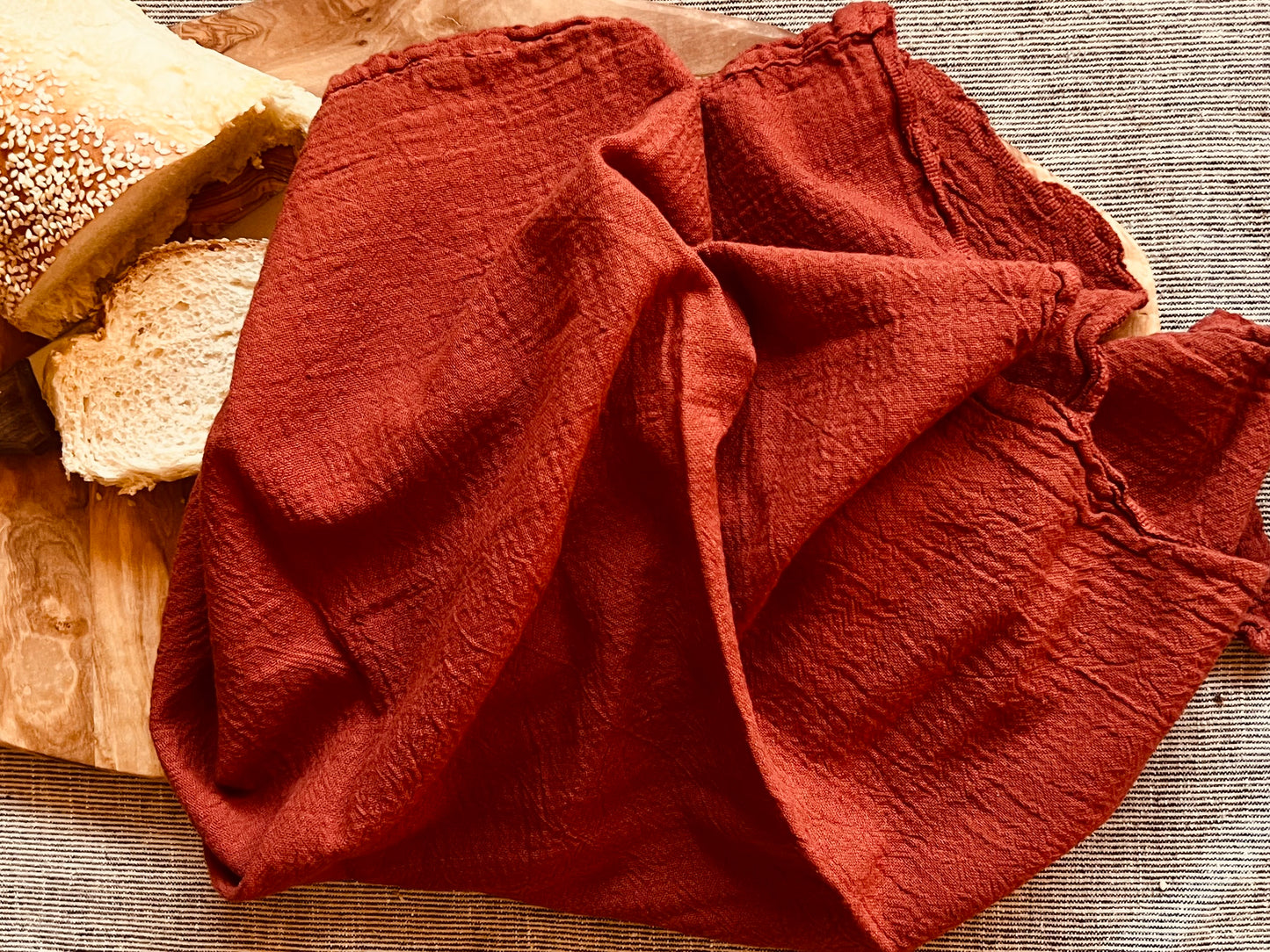 Paprika Hand-Dyed Cotton Flour Sack Towel - 28x28 - Handmade