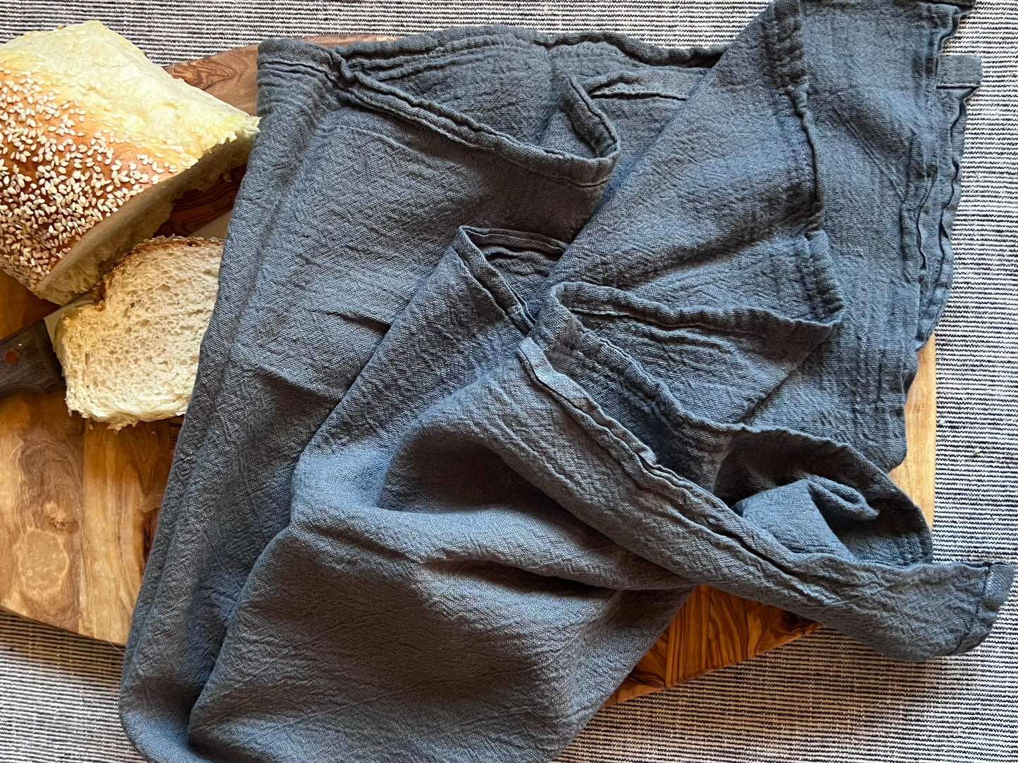 Storm Hand-Dyed Cotton Flour Sack Towels - 28x28 - Handmade